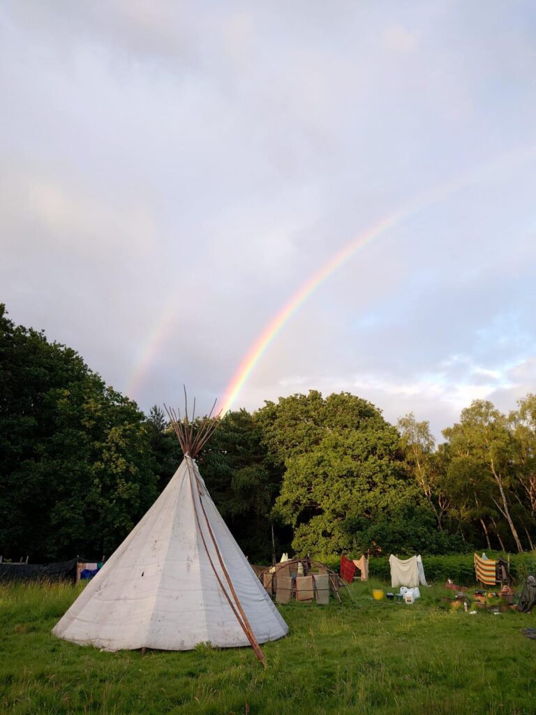 Rainbow over tipi